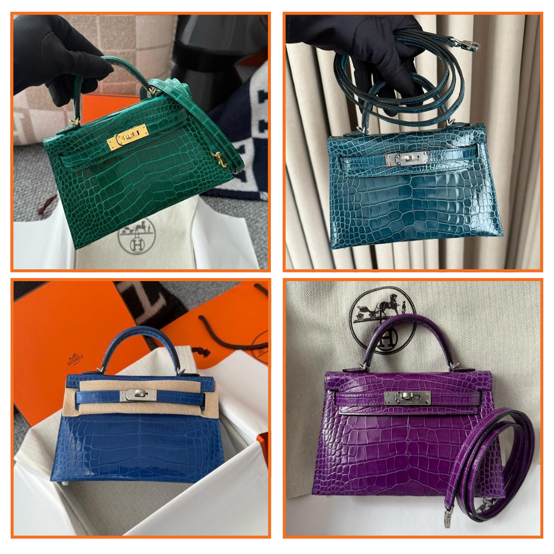 Mini Kelly alligator crocodile leather 100%  handmade – Luxury 1:1 Replica
