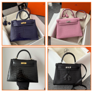 Kelly 25cm alligator crocodile leather 100%  handmade – Luxury 1:1 Replica