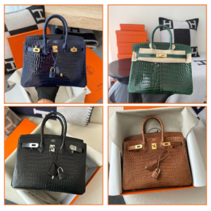 Birkin 25cm Porosus Crocodile Leather Handmade Bag – Luxury 1:1 Replica